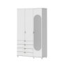 Guarda-roupa Solteiro com Espelho 3 Portas 4 Gavetas 100% Mdf Look 136 Cm - Branco Fosco C/ - 4