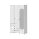 Ver imagem 4 de Guarda-roupa Solteiro com Espelho 3 Portas 4 Gavetas 100% Mdf Look 136 Cm - Branco Fosco C/