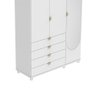 Guarda-roupa Solteiro com Espelho 3 Portas 4 Gavetas 100% Mdf Look 136 Cm - Branco Fosco C/ - 8