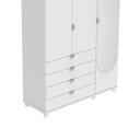 Ver mais imagens de Guarda-roupa Solteiro com Espelho 3 Portas 4 Gavetas 100% Mdf Look 136 Cm - Branco Fosco C/