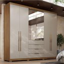 Ver imagem 1 de Guarda Roupa Casal Ambiente Giardino 6 Portas Amêndola Nude Prime Tx com Espelho e Pés - Demóbile