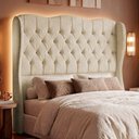 Ver imagem 5 de Cabeceira Cama Box Casal Padrão Alora 140cm Estofada Capitonê Moderna Bouclê Bege - Desk Design