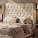 Ver imagem 7 de Cabeceira Cama Box Casal Padrão Alora 140cm Estofada Capitonê Moderna Bouclê Bege - Desk Design