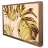 Quadro Decorativo Caixa Floral Folhas de Ouro Tacolado Moldura Caixa Alta 4,5cm Preta com Vidro 20 X - 4