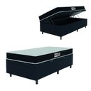 Ver imagem 1 de Cama Box Baú Colchão Solteiro Espuma D20 Malibu 78x188x53cm Preto / Branco Hellen