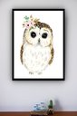 Ver imagem 2 de Quadro Decorativo Coruja Flores Aquarela - 70x50cm:moldura Branca