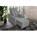 Ver imagem 1 de Poltrona Do Papai Reclinável Retrátil Veludo Cinza Claro Isabelle 2 Almofadas Brinde