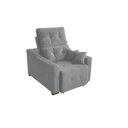 Ver imagem 3 de Poltrona Do Papai Reclinável Retrátil Veludo Cinza Claro Isabelle 2 Almofadas Brinde