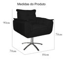 Ver imagem 5 de Jogo 2 Poltronas Estofada Consultório Base Giratória de Metal Opala Suede Preto - LM DECOR