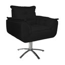 Ver imagem 2 de Jogo 2 Poltronas Estofada Consultório Base Giratória de Metal Opala Suede Preto - LM DECOR