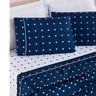 Colcha Casal 7 peças Cobre Leito e jogo Lençol Micropercal 200 Fios Petit Poá:Azul Marinho - 7
