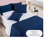 Colcha Casal 7 peças Cobre Leito e jogo Lençol Micropercal 200 Fios Petit Poá:Azul Marinho - 4