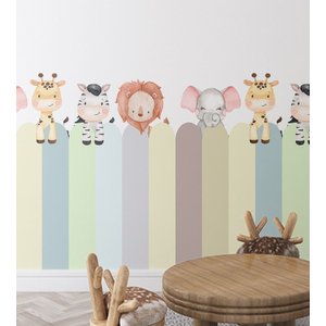Adesivo de Parede Cerquinha Animais Safari Aquarela