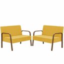 Ver imagem 1 de Kit 2 Poltronas 2 Lugaresluna Braço Madeira D Salla Amarelo