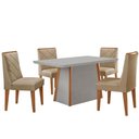 Ver imagem 2 de Mesa Jantar Diane 120cm Tampo MDF e Vidro 4 Cadeiras Isadora Moderna Turim 07 Naturale Serigrafia