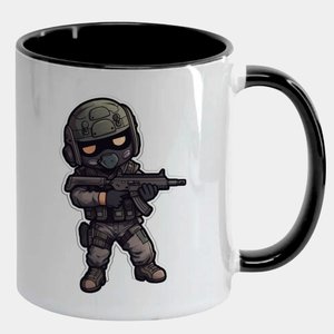 Caneca Branca com Interna Preta Y5 Soldado Game Militar