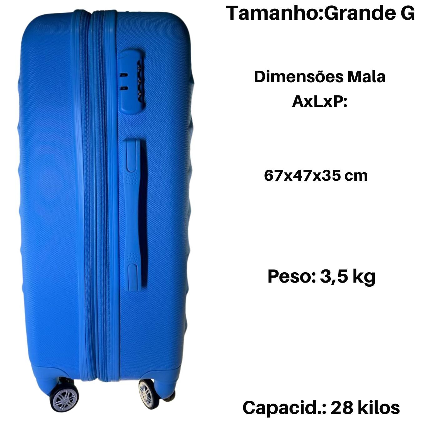 Mala de Viagem de Rodinha Abs G 28kg Rígida Cor:azul Bb - 1