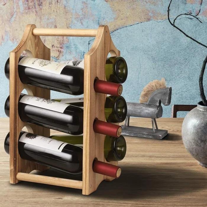 Adega Mesa Bancada Portátil 6 Garrafas Suporte Porta Vinhos - 3