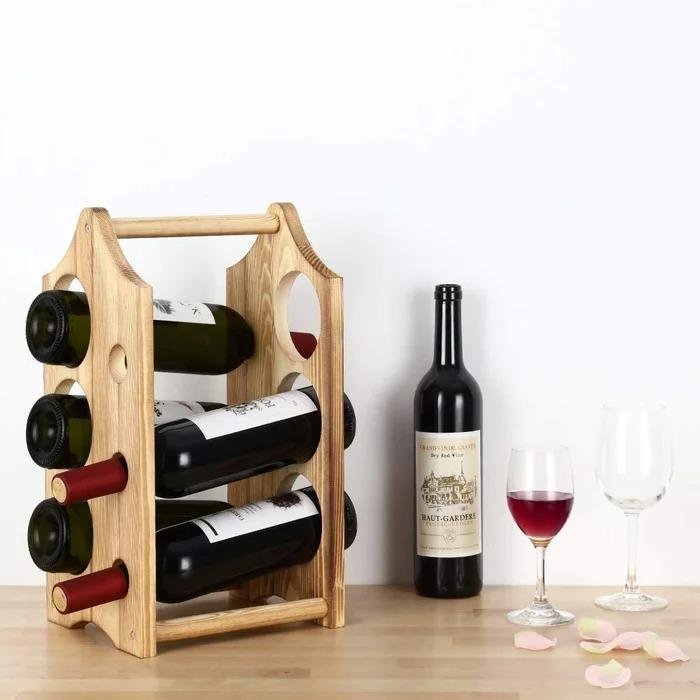 Adega Mesa Bancada Portátil 6 Garrafas Suporte Porta Vinhos - 2