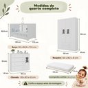Ver imagem 7 de Quarto de Bebê Completo com Berço Americano 3 em 1 e Colchão Incluso Flor Multimóveis MP4932