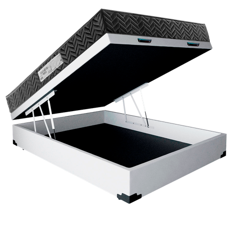 Cama Box Baú Casal Colchão Prime Gold D33 Paropas + Box Sintético 61x138x188 Branco