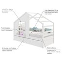 Ver imagem 6 de Cama Casinha com Janela com 02 Gavetas Madeira Maciça Branco Housin