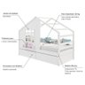 Cama Casinha com Janela com 02 Gavetas Madeira Maciça Branco Housin - 6
