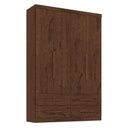 Ver imagem 3 de Guarda Roupa Solteiro Maximus 4 Portas Bater 4 Gavetas MDP Jacarandá Fosco Zanzini Móveis 153,8cm