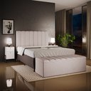 Ver imagem 5 de Kit Cabeceira Cama Box Queen 160cm com Calçadeira Baú Dália W01 Linho Cru - Lyam Decor