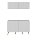 Ver imagem 5 de Conjunto Lavanderia Retrô Multiuso Armário Aéreo e Balcão 4 Portas Multimóveis Mp5053 Branco/