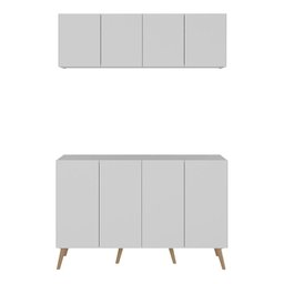 Conjunto Lavanderia Retrô Multiuso Armário Aéreo e Balcão 4 Portas Multimóveis Mp5053 Branco/ - 5