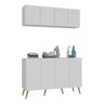 Conjunto Lavanderia Retrô Multiuso Armário Aéreo e Balcão 4 Portas Multimóveis Mp5053 Branco/ - 1