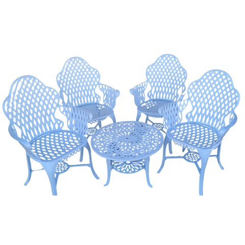 Conjunto de Mesa para Jardim Copacabana com Mesa Baixa em Alumínio Fundido Unifer Móveis