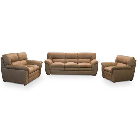 Jogo de Sofá 2 e 3 Lugares com Poltrona Boston F04 Nobuck Marrom - Lyam Decor