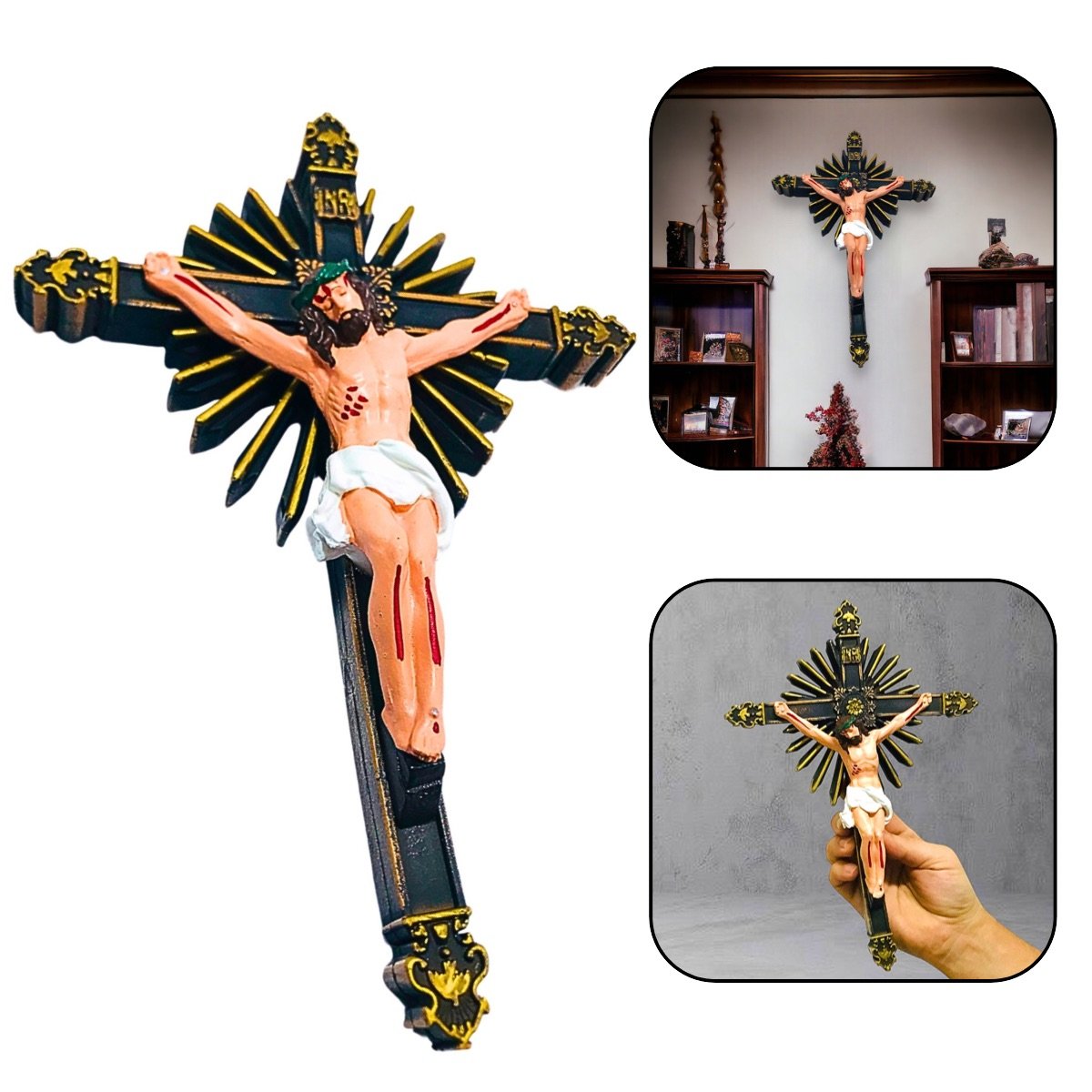 Crucifixo Cruz Parede Borracha Inquebrável 30 Cm - 2