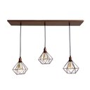 Ver imagem 2 de Trio Aramado Diamante Pequeno Poptem Canopla Múltipla Reta 97Cm Cobre Metal 19Cm Luminária Lustre Sa
