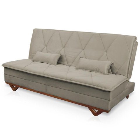 Sofá Cama Estoril 1,90m Marrom Claro Suede Velut - King House