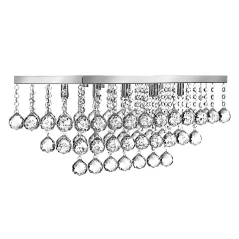 Luminária De Cristal Acrílico Para Sala De Estar, Com 35cm De Altura, Base De Inox Espelhado 50x22cm