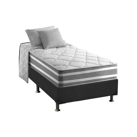 Cama Box Solteiro: Colchão Molas Anjos MasterPocket Ensacadas Duo Sono+ Base CRC Suede Gray(88x188)