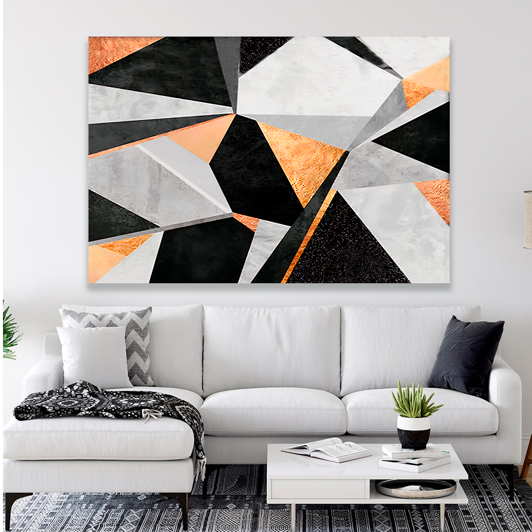 Quadro Abstrato Laranja Preto -- BR ARTES Grande 118x78 - 3