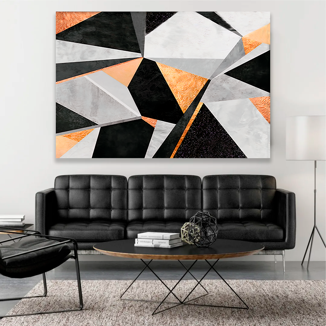 Quadro Abstrato Laranja Preto -- BR ARTES Grande 118x78 - 2