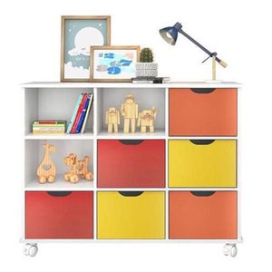 Nicho Organizador com 6 Gavetas Color e Rodízios - Qmovi