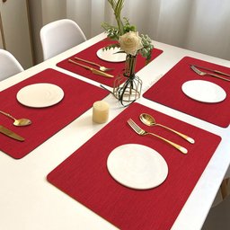 10 Jogo Americano Juta Vermelho - Impermeável Limpa Facil Pvc - 2