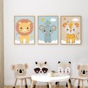 Ver imagem 1 de Kit 3 Quadros Decorativos Infantil - Safari Kids NO2 - 30x40 - Moldura Madeira