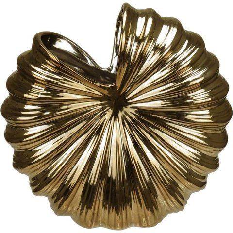 Vaso Decorativo Enfeite Casa Aparador Home&co Cerâmica 24x24x9cm Dourado