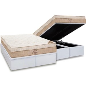 Cama Box Baú Queen: Colchão Molas Bonnel Ortobom Nanolastic Elegantbase Courano White(158x198)
