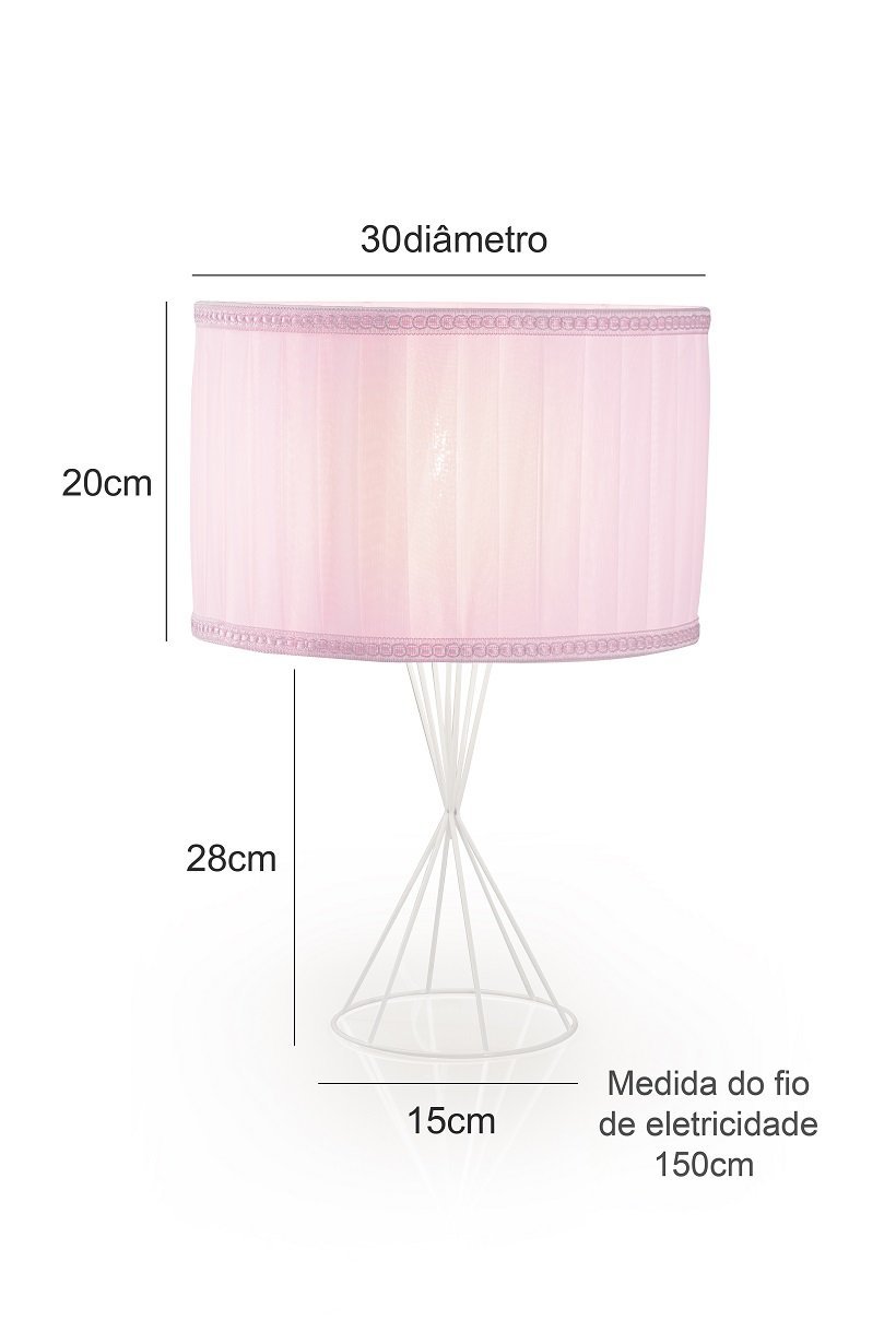 Abajur Luminária De Quarto Infantil AzulRosa:Rosa - 3