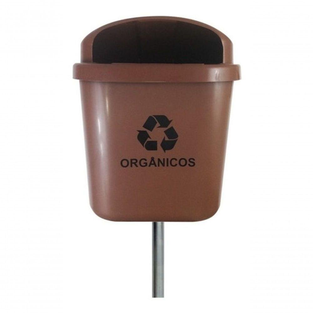 Cesto Individual Lixeira Coleta Seletiva 40 Litros com Poste - 1