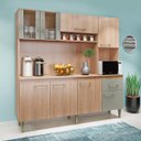 Ver imagem 2 de Armário para Cozinha Completo Arizona 181 Cm Porta Vidro Balcão Tampo MDP Carvalho Cinza - ClickLar