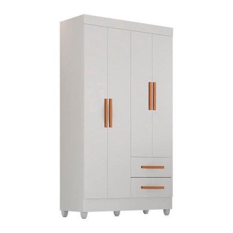 Guarda Roupa Roupeiro Solteiro 4 Portas 2 Gavetas Lite Branco Móveis Leão